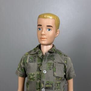 Vintage 1961 Mattel Ken Doll Blonde Painted Hair TM Mark Red Trunks Fashion Pak